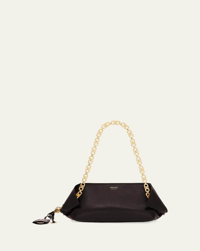 Scarf Smooth Leather Gancio Shoulder Bag